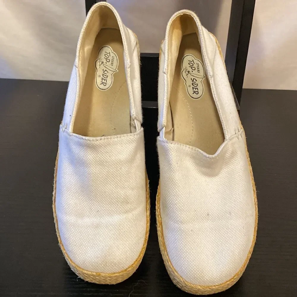Sperry canvas white comfort sole platform espadrilles size 7